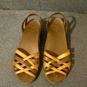 Crocs Isabella Size 10M Huarache Sandals Jelly Strappy Women’s Espresso Wedge